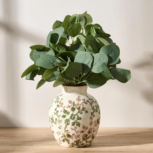 Vista 107 de SIDUCAL Florero decorativo de cerámica Florero rústico de 7.48 pulgadas para decoración del hogar, mesa, sala de estar, baño, escritorio de café