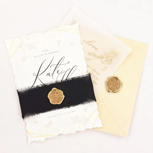 Vista 5 de Socomi Cinta de seda negra hecha a mano con flecos de gasa de 1-3/4 pulgadas x 7 yardas, 4 rollos de cintas deshilachadas para invitaciones de boda