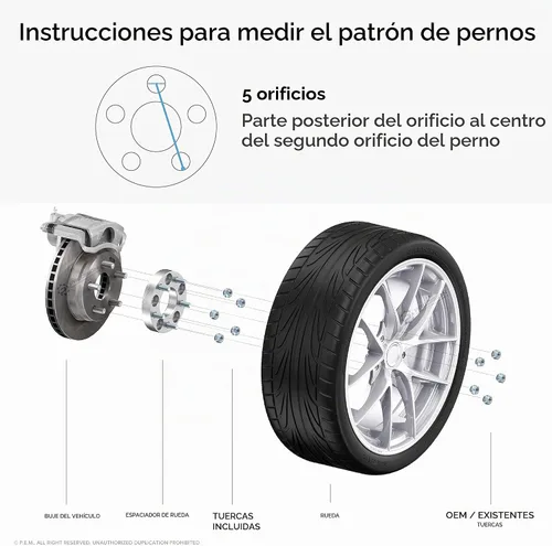 Vista 6 de 2 separadores de rueda centrados, patrón de pernos de 5 x 4.5 pulgadas, agujeros de 2.60 pulgadas, tuercas de 12 x 1.25 pulgadas Plateado