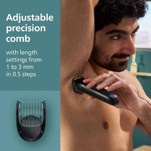 Vista 6 de Philips Norelco Body Groomer 5000 Series, Afeitadora y recortadora de vello íntimo para hombres con cabezales de afeitado y recorte completos