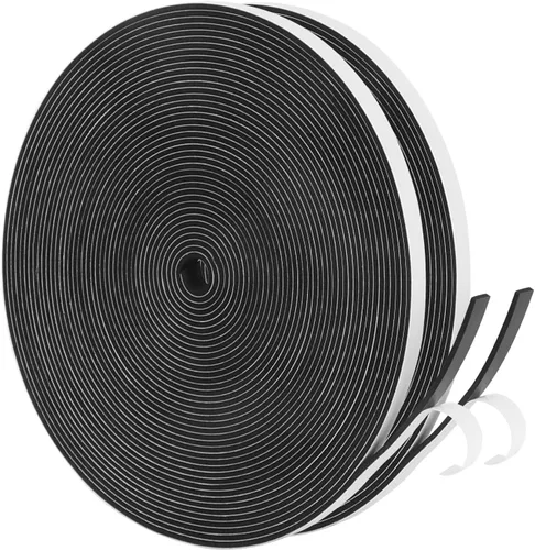 Vista 12 de Yotache - 2 rollos de cinta adhesiva de espuma de 1" de ancho x 1/8" de grosor, burlete de neopreno de alta densidad para aislamiento de puertas