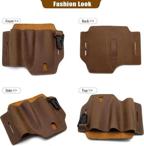 Vista 5 de Jack&Chris Funda multiherramienta EDC de cuero para cinturón, organizador de cinturón EDC para herramientas Leatherman, organizador de bolsillo EDC
