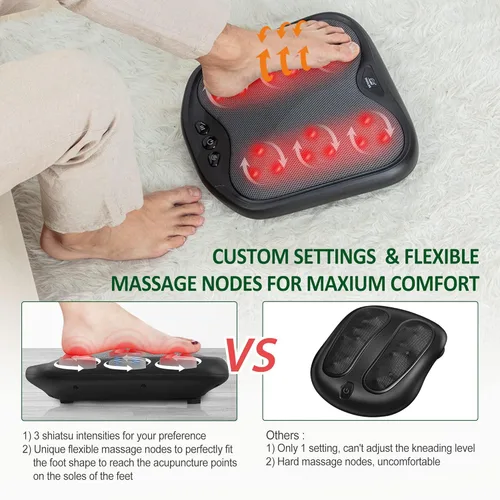 Vista 5 de Snailax Shiatsu - Masajeador de pies con calor, cubierta lavable, masajeador de pies y espalda, cojín de asiento de masaje de espuma viscoelástica