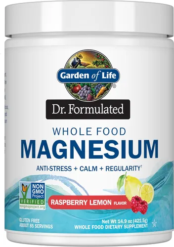 Garden of Life Dr. Formulated, Magnesio de alimentos integrales, limón frambuesa, 14.9 oz (421.5 g)