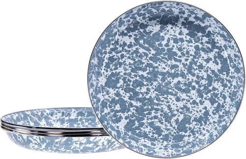 Vista 9 de Golden Rabbit Enamelware - Juego de 4-10" Platos de Pasta (Remolino Negro)