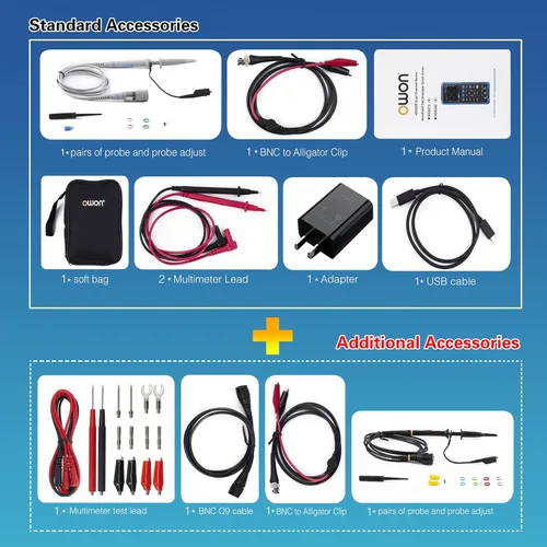 Vista 5 de Osciloscopio HDS272S, Osciloscopio de Mano Multímetro 70MHz Ancho de Banda 3 en 1 Generador de Forma de Onda Portátil con LCD de 3.5