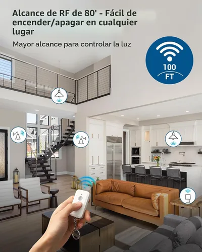 Vista 4 de DEWENWILS Enchufe de bombilla de control remoto, kit de interruptor de enchufe de bombillas inalámbricas con controlador, base E26/E27 para lámpara