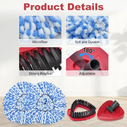 Vista 2 de Cabezal de repuesto para fregona giratoria, base, escoba, mango de fregona para el sistema OCedar RinseClean de 2 tanques, incluye 2 recambios