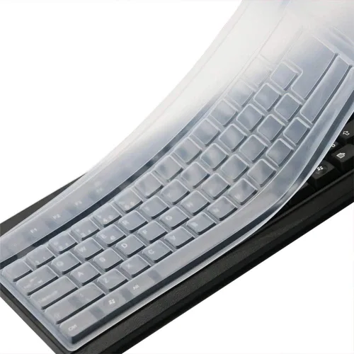 Piel clara de la cubierta del teclado de la computadora de escritorio para PC 104/107 teclas teclado estándar, anti polvo impermeable teclado
