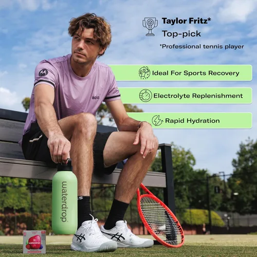 Vista 3 de Waterdrop - Cubitos de hidratación de microlitos, sabor a bayas, mezcla de bebidas electrolíticas con zinc, magnesio, potasio, calcio y 9 vitaminas