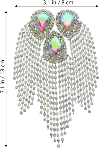 Vista 4 de SEWACC Rhinestone Fringe Hombro Epaulette con cuentas borla cristal hombro DIY ropa (plata 1)