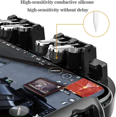 Vista 3 de EMISH Controlador de juego móvil con batería externa y ventilador de refrigeración botón de objetivo de disparo L1R1 L2R2 Shoot Joystick