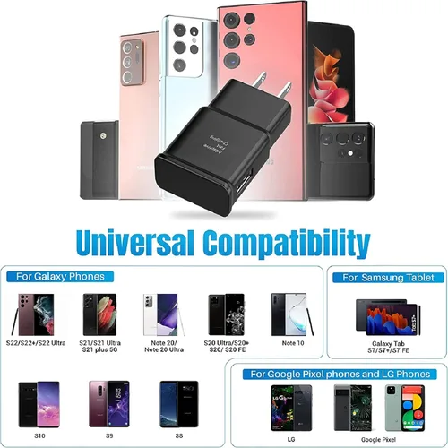 Vista 5 de Cargador rápido Samsung con cable USB tipo C compatible con Samsung Galaxy S23 Ultra/S23/S23+/S22/S22 Ultra/S22+/S21/S21 Ultra/S21+/S20/S20