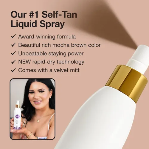 Vista 2 de Fake Bake Líquido autobronceador impecable, sin rayas, brillo natural de larga duración para todos los tonos de piel, bronceador sin sol, incluye