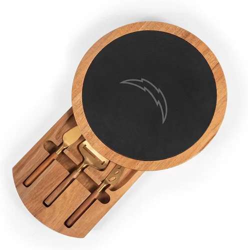 Vista 31 de PICNIC TIME NFL NFL Insignia - Tabla de servir unisex para adultos, acacia y pizarra con herramientas de queso Madera de acacia y pizarra negra