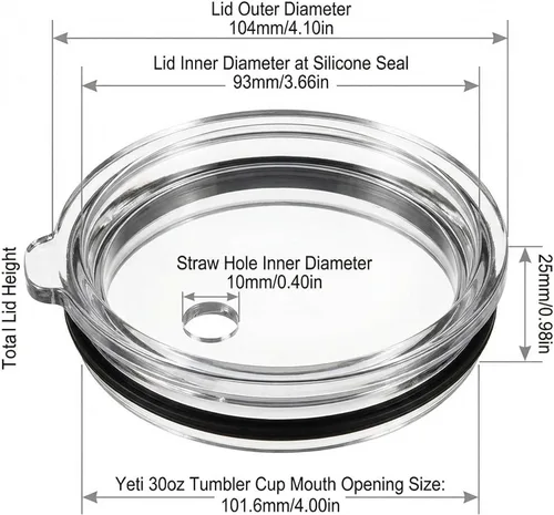 Vista 3 de ZYTC tapas a pruebas de salpicaduras y derrames con sorbetes y cepillos de limpieza, SYNCHKG121401, Blanco, 1