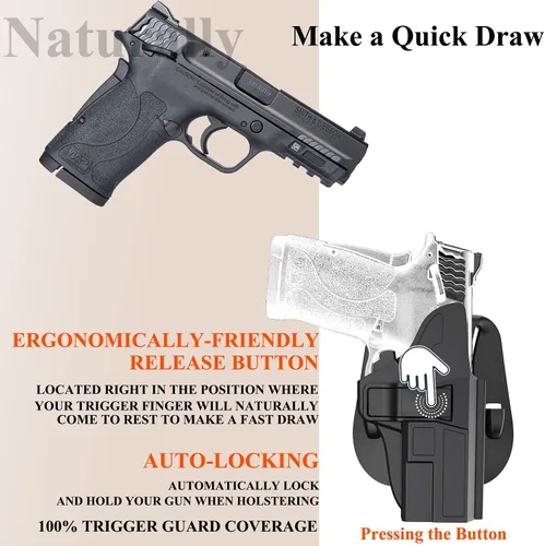 Vista 3 de Funda M&P Shield EZ para S&W M&P 9mm 380 Shield EZ, Smith & Wesson Performance Center M&P Shield EZ 9mm 380, Funda de Transporte Abierto OWB