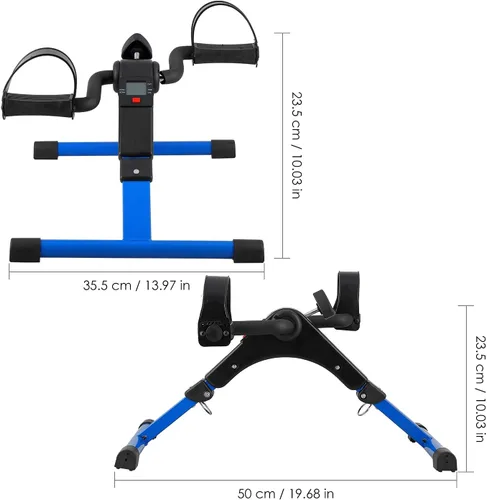 Vista 5 de Folding Pedal Exerciser, Mini Under Desk Bike - Portable Foot Hand Cycle Peddler Machine Bicycle Exerciser for Arm Leg While Sitting