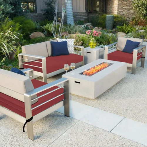 Vista 3 de Easy-Going Paquete de 6 fundas de cojín impermeables para asiento de patio de 22 x 20 x 4 pulgadas, paquete de 6 fundas de cojín de repuesto