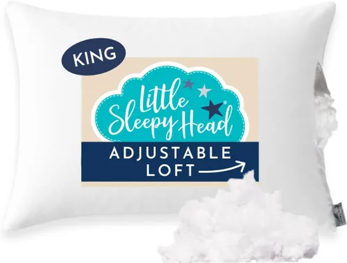 Vista 10 de Little Sleepy Head Almohada estándar para dormir, almohada ajustable con relleno hipoalergénico similar al plumón, comodidad de calidad de hotel