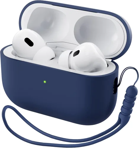Vista 22 de ORNARTO Funda compatible con AirPods Pro 2 2022, silicona híbrida protectora completa para AirPods Pro de 2ª generación, cubierta frontal LED