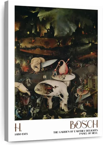 Hieronymus Bosch - Arte de pared con texto en inglés "The Garden Of Earthly Delights" (El jardín de las delicias terrenales) para pared, póster de