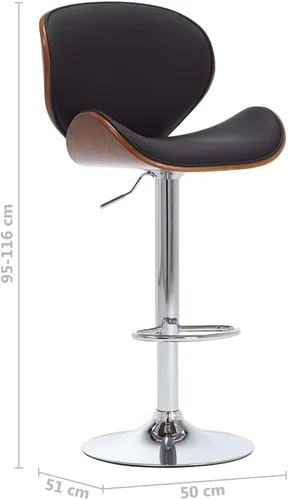 Vista 7 de Adjustable Height Bar Stool with Footrest Black Faux Leather Upholstered Counter Stool Wooden Frame Metal Base for Kitchen Island Dining Room