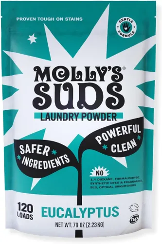 Vista 13 de Detergente Molly's Suds para ropa original en polvo Detergente en polvo para ropa limpia para pieles sensibles Ingredientes simples y efectivos