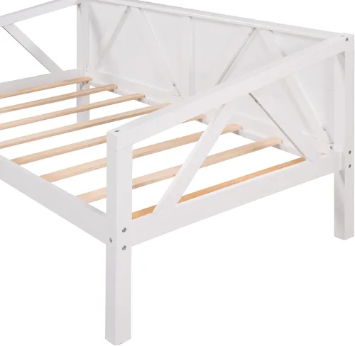 Vista 6 de Harper & Bright Designs Sofá cama de madera maciza tamaño individual, sofá cama multifuncional con soporte de listones de madera, marco de cama