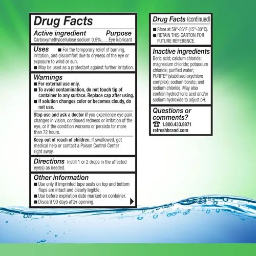 Vista 8 de Refresh Lágrimas, gotas lubricantes para los ojos, 2 frascos de 0.5 fl oz (0.5 fl oz)