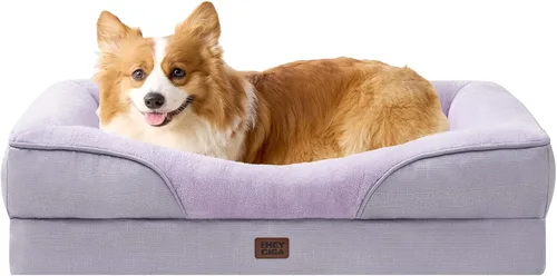 Vista 30 de EHEYCIGA Cama ortopédica para perros medianos, sofá de espuma viscoelástica de 30 x 20 x 6.5 pulgadas con lados, forro impermeable y funda extraíble