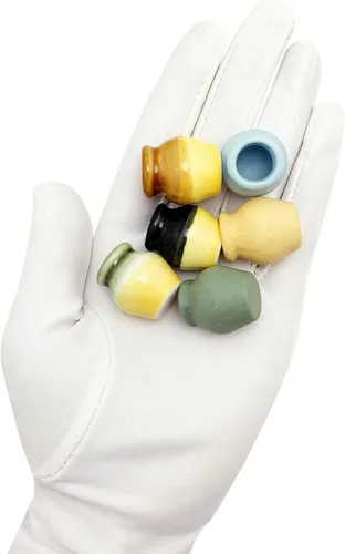 Vista 6 de Macetas de terracota en miniatura, 6 piezas de mini macetas de cerámica de arcilla para bricolaje 1:12 casa de muñecas de jardín de hadas, plantas