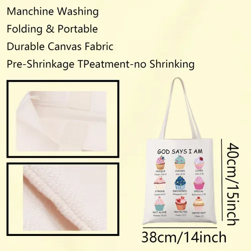 Vista 4 de UJIMS Christian Baker Gift God Says I Am Baking Cupcake Lovers Tote Bag Cupcakes Jesus Baking Lover Bolso de mano para mujer