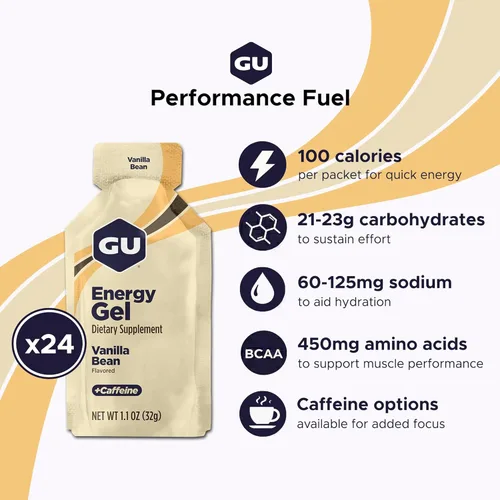 Vista 2 de GU Energy Original Sports Nutrition Gel Energético, Vainilla, 26.4 Oz, 24