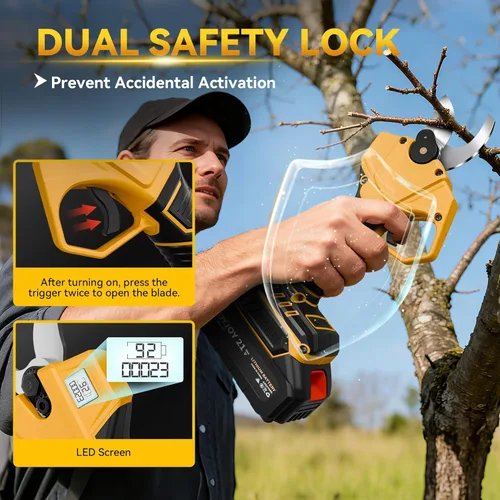 Vista 6 de Sierra de poste 4 en 1 y tijeras de podar eléctricas, sierras de poste de 6 pulgadas para podar árboles, tijeras de podar inalámbricas con poste