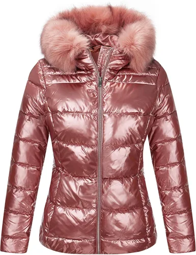 Vista 8 de Bellivera Chaqueta Acolchada Ligera para Mujer, Abrigos de Invierno para Mujer Cálidos Acolchados de Burbujas con Capucha y Cuello de Piel Sintética