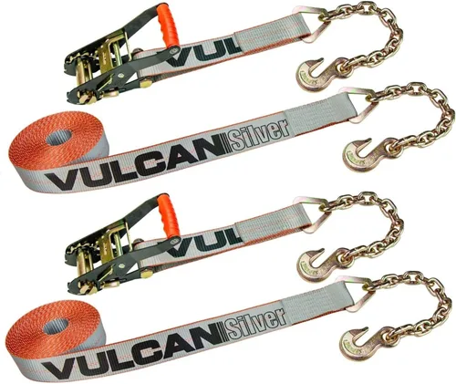 Vista 10 de VULCAN Correa de trinquete con anclajes de cadena, amarillo clásico, 2 pulgadas x 27 pies, carga de trabajo segura de 3,600 libras