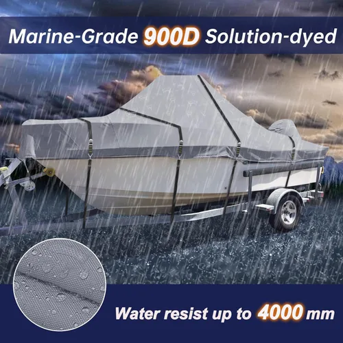 Vista 6 de 900D - Funda para botes con consola central, con correas de hebillas metálicas completas a prueba de viento, resistente para botes con consola