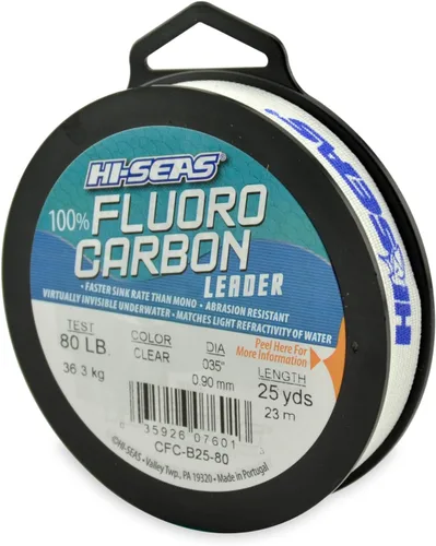 Vista 11 de HI-SEAS Líder de línea de pesca 100% fluorocarbono, líder invisible transparente, indetectable para peces, hundimiento rápido, 6 libras a 400 libras