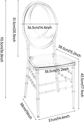 Vista 2 de Clear Dining Chairs Set of 4, Modern Kitchen Chairs with Transparent Seat, Transparent PC Accent Side Chairs, Clears Elegant Wedding Chairs for