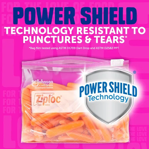 Vista 2 de Ziploc Bolsas deslizantes de almacenamiento de alimentos de cuarto de galón, tecnología Power Shield para más durabilidad, 42