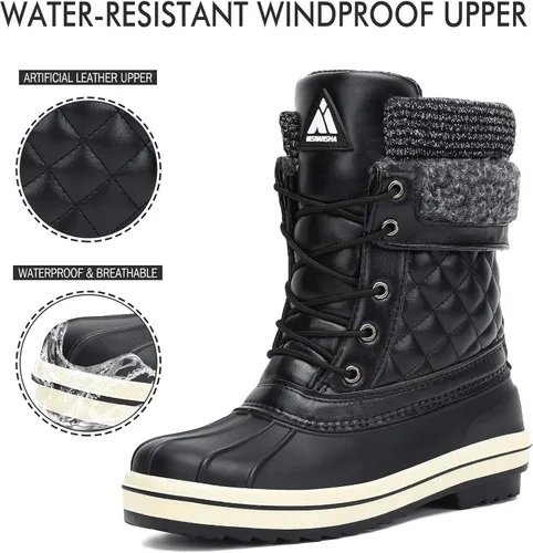 Vista 2 de Botas de nieve para mujer, a media pantorrilla, antideslizantes, resistentes al agua, zapatos de invierno