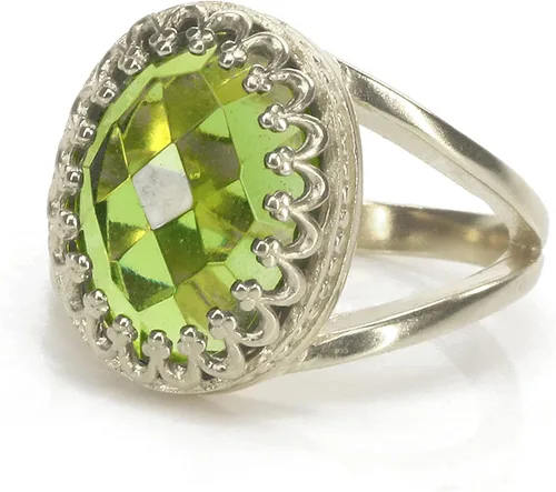 Remarkable Peridot Ring - 10x14mm Oval Peridot Birthstone in Sterling Silver - Stunning August Birthstone Rings - Handmade Peridot Rings for Women -