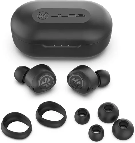 Vista 3 de JLab JBuds Air True Auriculares inalámbricos Bluetooth + funda de carga, negro, resistencia al sudor IP55, conexión Bluetooth 5.0, firma de 3