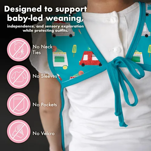 Vista 5 de BapronBaby Be Brave - Babero de bombero - Babero más seguro sin lazo para el cuello para bebés y niños pequeños - Suave impermeable resistente a