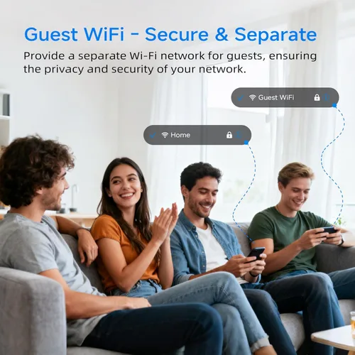 Vista 3 de DBIT N300 2.4GHz - Router WiFi con modo repetidor inalámbrico WISP, Router de Internet para hogar inteligente - Red de invitados, Control de acceso