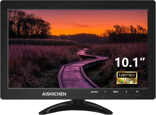 AISHICHEN Monitor pequeño de 10.1 pulgadas, pantalla Raspberry Pi altavoces integrados, mini pantalla de 1280 x 800, monitor HDMI 60 Hz, 5 ms