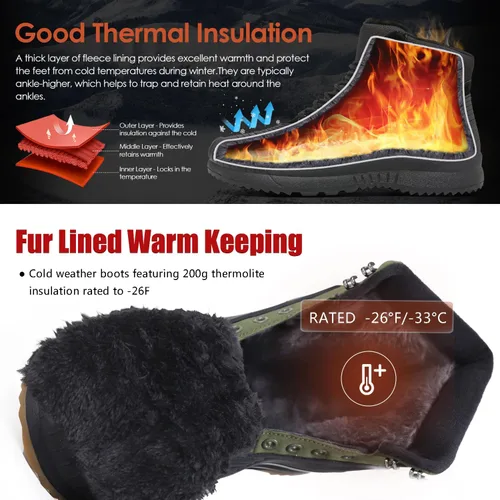 Vista 3 de ulogu Men's Snow BootsWaterproof Insulated Fur Lined BootiesLightweight Winter Shoes