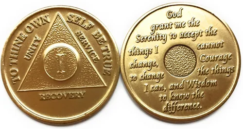 Vista 3 de 1 Year Bronze AA (Alcoholics Anonymous) Birthday - Anniversary Recovery Medallion/Coin/Chip
