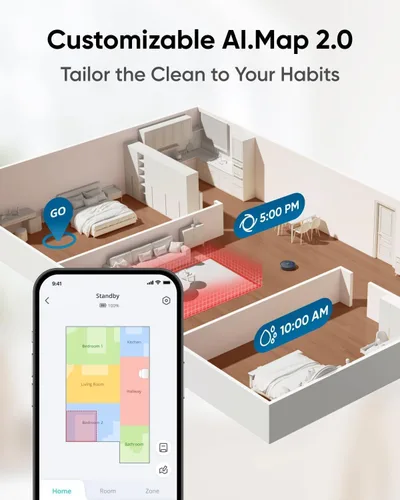 Vista 6 de eufy Combo de robot X10 Pro Omni certificado como nuevo, aspiración de 8000 Pa, trapeadores dobles con elevación automática de 0.47 pulgadas, evita